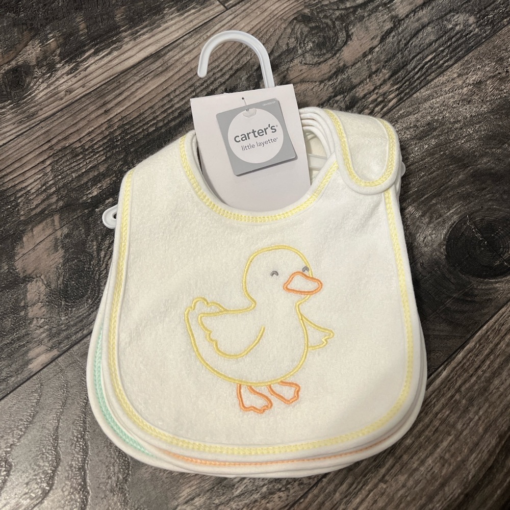 Carter's 4-Pack Water Resistant Bibs Velcro new cotton neutral new animals